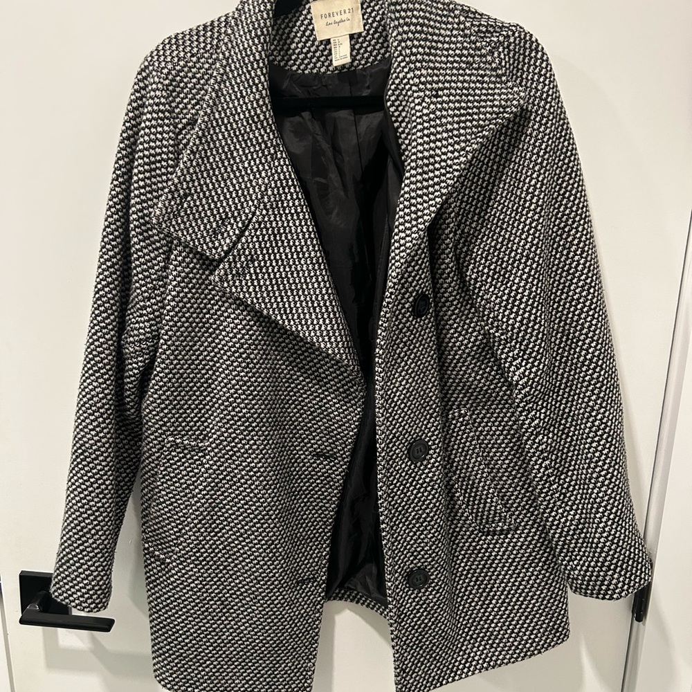 Houndstooth Black and White Women's Coat